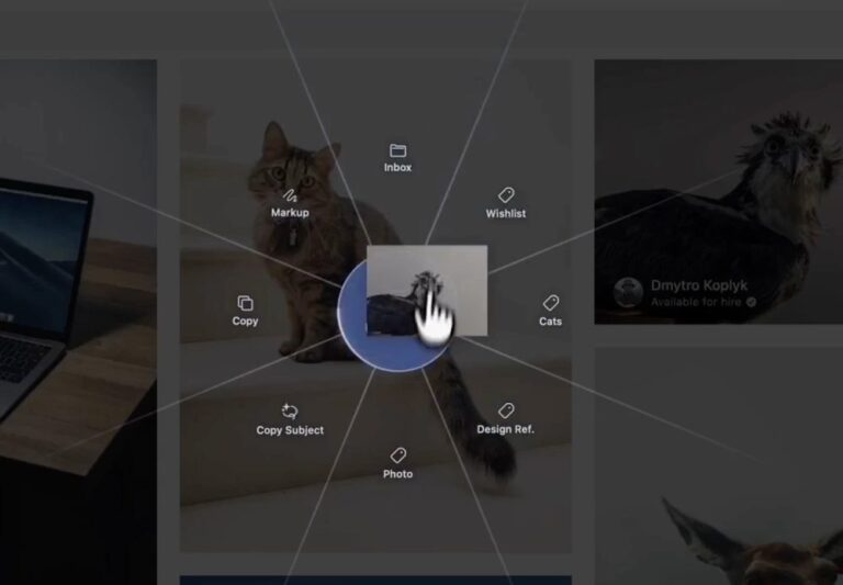 Tracer's radial Drop Zone menu appearing while an image is being dragged