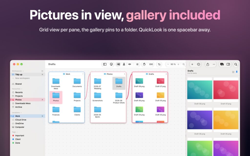 Trellis grid view and gallery showing the photos in a folder