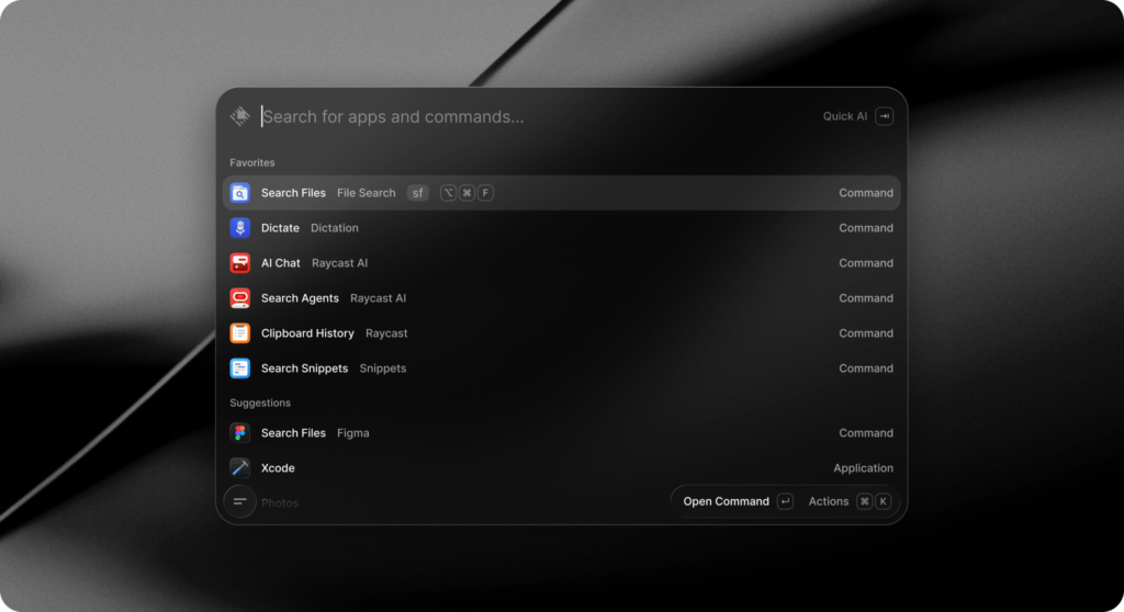 The redesigned search window in Raycast 2 for Mac